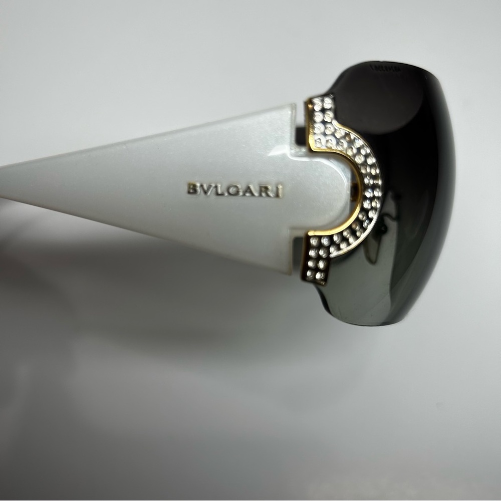 Bulgari 653B rimless sunglasses. Gradientgray white with Swarovski crystals.